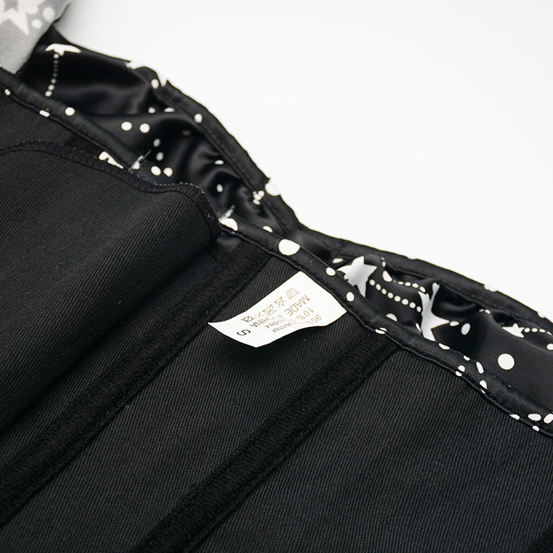 Black Overbust Stars Corset, Retro Lace up Corset Top With Ruffles