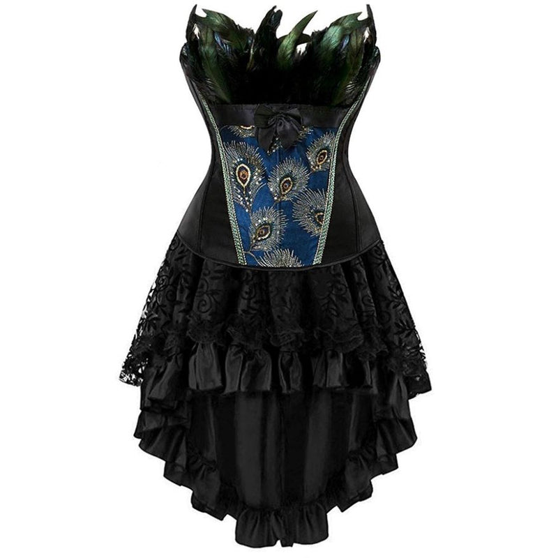 fantasy corset dress Victorian Steampunk Gothic Girl Lacy Corset Dress Dark Fantasy Theater Costume (Size: XXL)