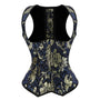 Floral Embroidery Corset Top, Renaissance Underbust Vintage Corset