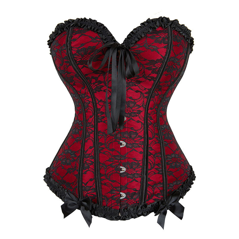 Floral Renaissance Overbust Corset Ren Faire Gothic, Lace up Corset