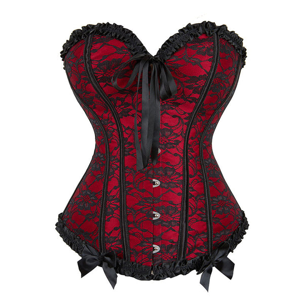 Floral Renaissance Overbust Corset Ren Faire Gothic, Lace up Corset