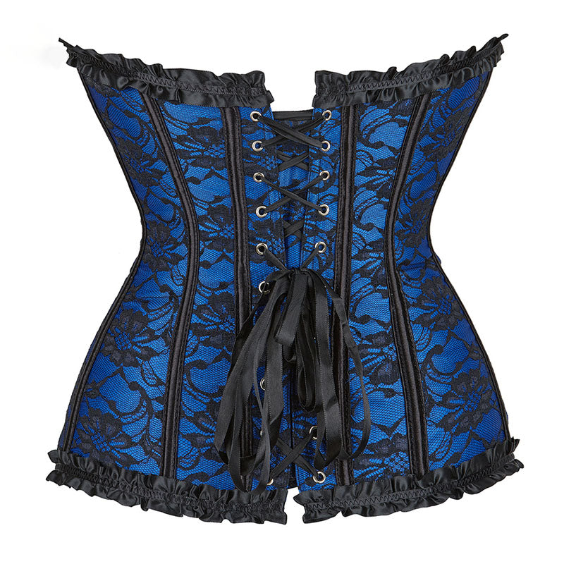 Floral Renaissance Overbust Corset Ren Faire Gothic, Lace up Corset