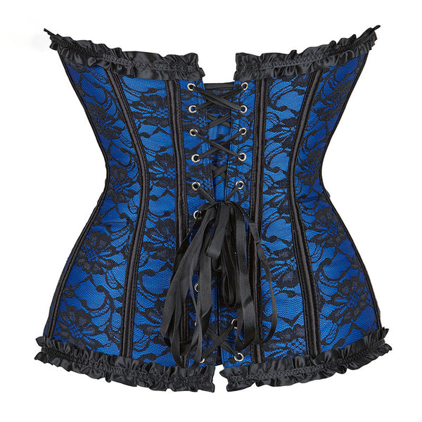 Floral Renaissance Overbust Corset Ren Faire Gothic, Lace up Corset