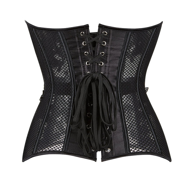 Black Floral Bustier Mesh Overbust Corset