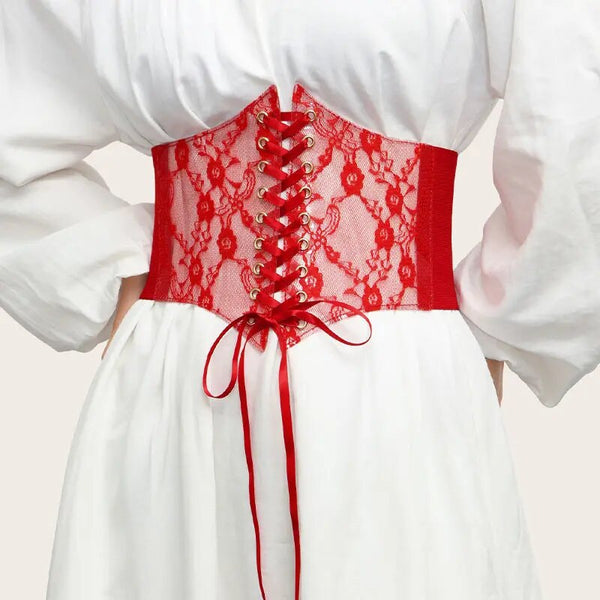 Floral Renaissance underbust Corset, Wide Waist Elastic Corset Belt,