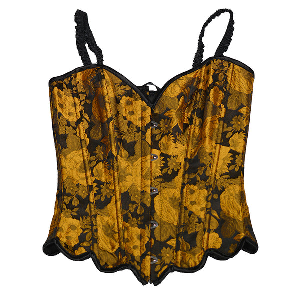 Renaissance Fair Overbust Corset, Floral Vintage Lace up Corset