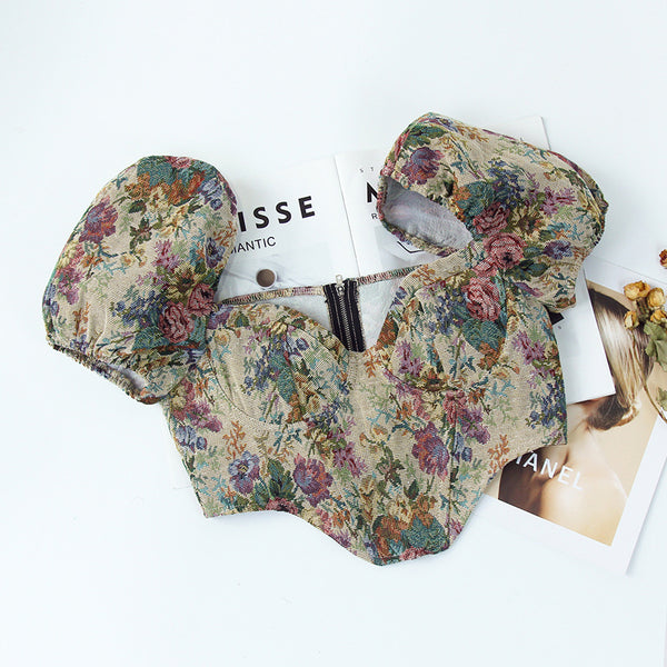 Floral Milkmaid Overbust Corset, Ren Faire Bustier Y2k Top