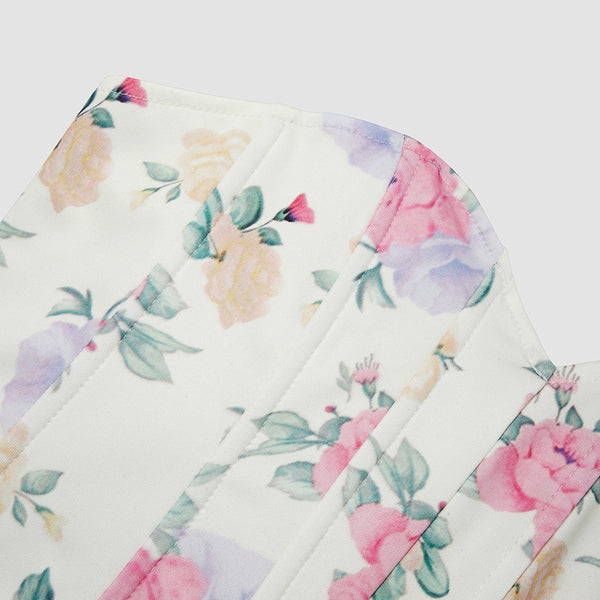 Unique Overbust Floral Corset, Y2k Bustier Crop Top, Elegant Retro Corset Top for Womens