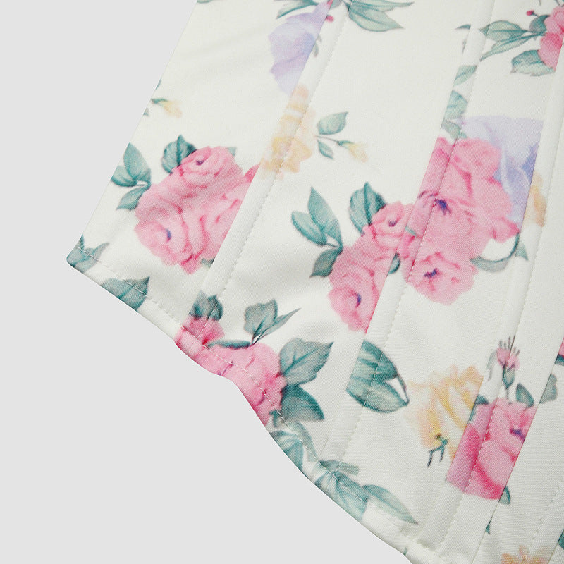 Unique Overbust Floral Corset, Y2k Bustier Crop Top, Elegant Retro Corset Top for Womens