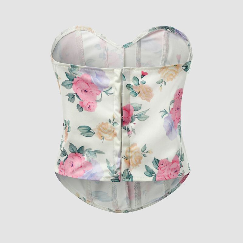 Unique Overbust Floral Corset, Y2k Bustier Crop Top, Elegant Retro Corset Top for Womens