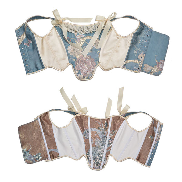Vintage Overbust Lace-Up Corset – Y2K Bustier Crop Corset Top, Unique Retro Tapestry Corset
