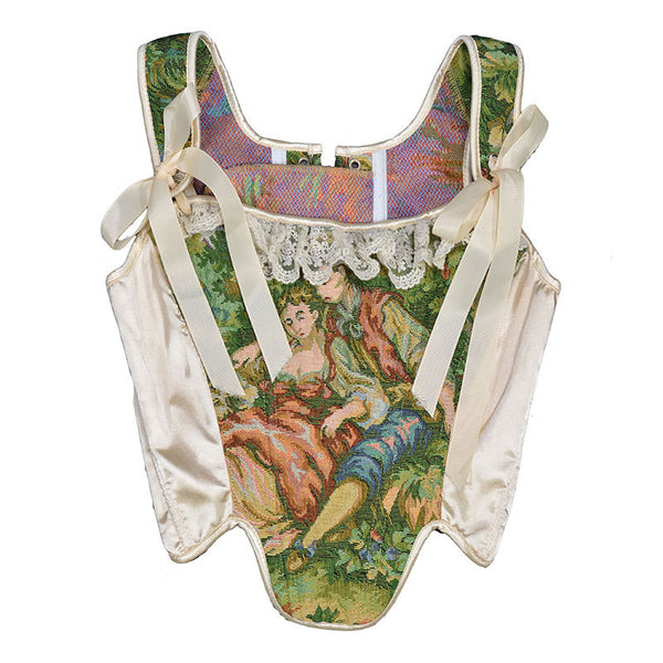 Vintage Overbust Lace-Up Corset – Y2K Bustier Crop Corset Top, Unique Retro Tapestry Corset