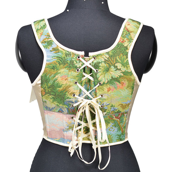 Vintage Overbust Lace-Up Corset – Y2K Bustier Crop Corset Top, Unique Retro Tapestry Corset