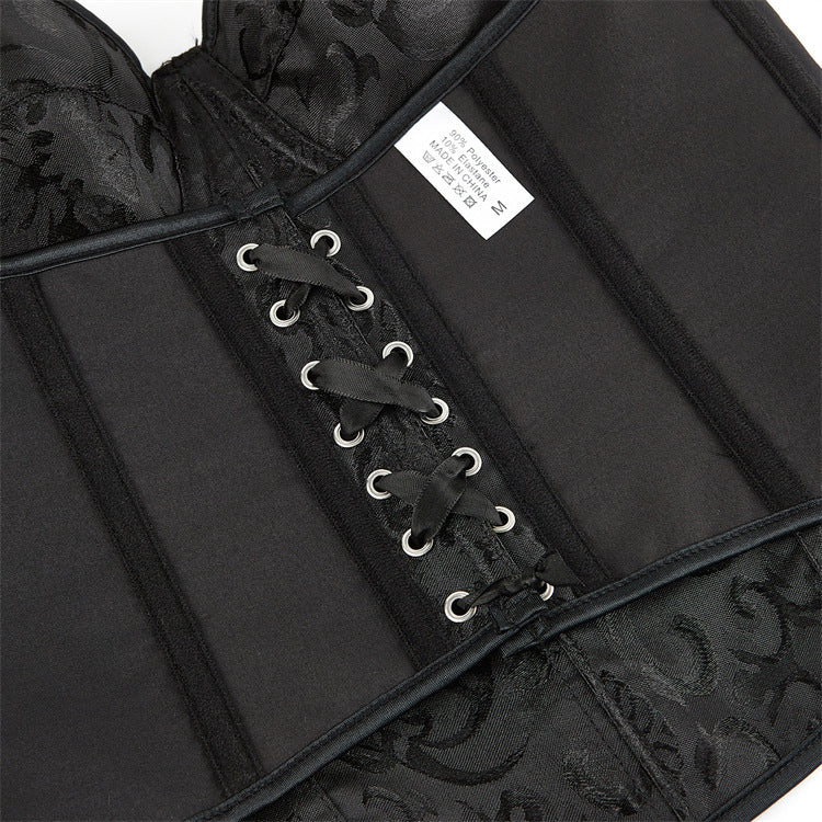 Overbust Lace up Black Corset, Victorian Vintage Goth Corset, Unique Retro Strappy Corset