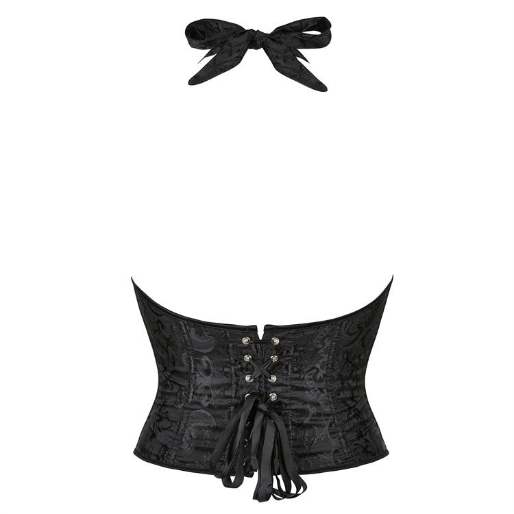 Overbust Lace up Black Corset, Victorian Vintage Goth Corset, Unique Retro Strappy Corset
