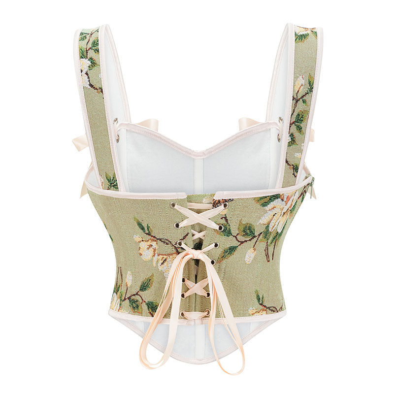 Floral Renaissance Lace up Corset, Fairy Bustier Corset Top,