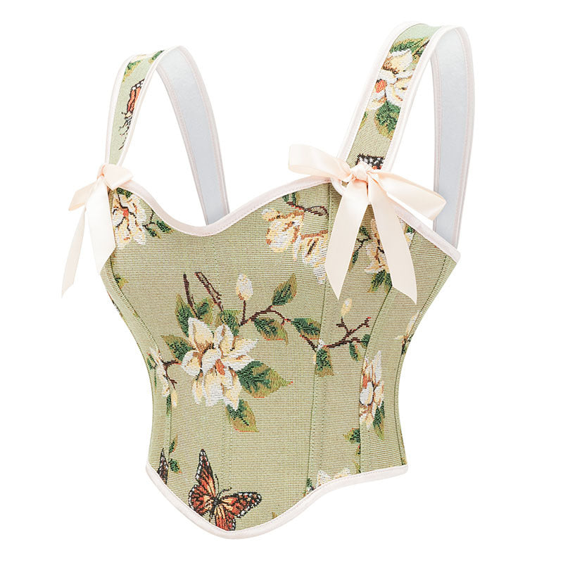 Floral Renaissance Lace up Corset, Fairy Bustier Corset Top,