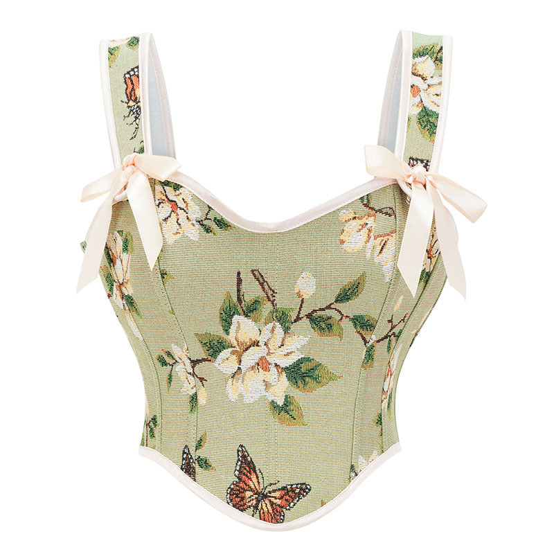 Floral Renaissance Lace up Corset, Fairy Bustier Corset Top,