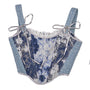Floral Renaissance Lace up Corset, Milkmaid Overbust Corset Top,