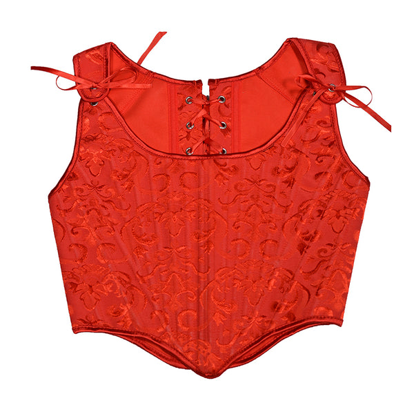 Floral Renaissance Overbust Corset Top, Medieval Lace up Vintage Corset