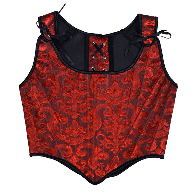 Floral Renaissance Overbust Corset Top, Medieval Lace up Vintage Corset
