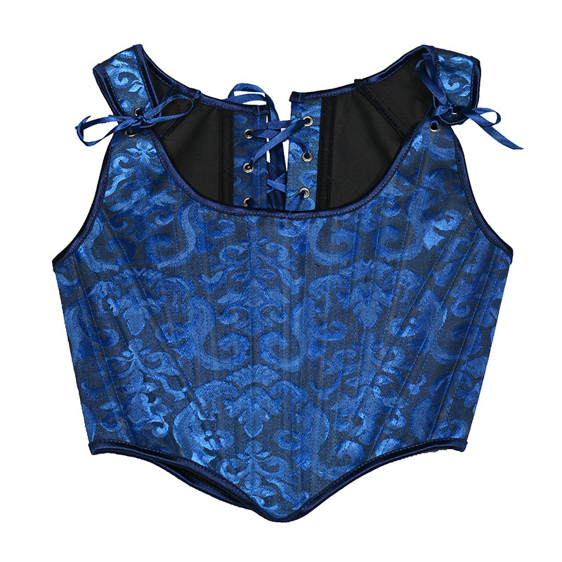 Floral Renaissance Overbust Corset Top, Medieval Lace up Vintage Corset