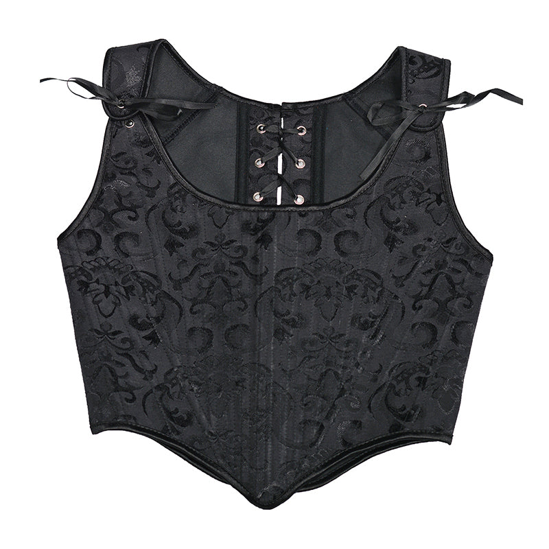Floral Renaissance Overbust Corset Top, Medieval Lace up Vintage Corset