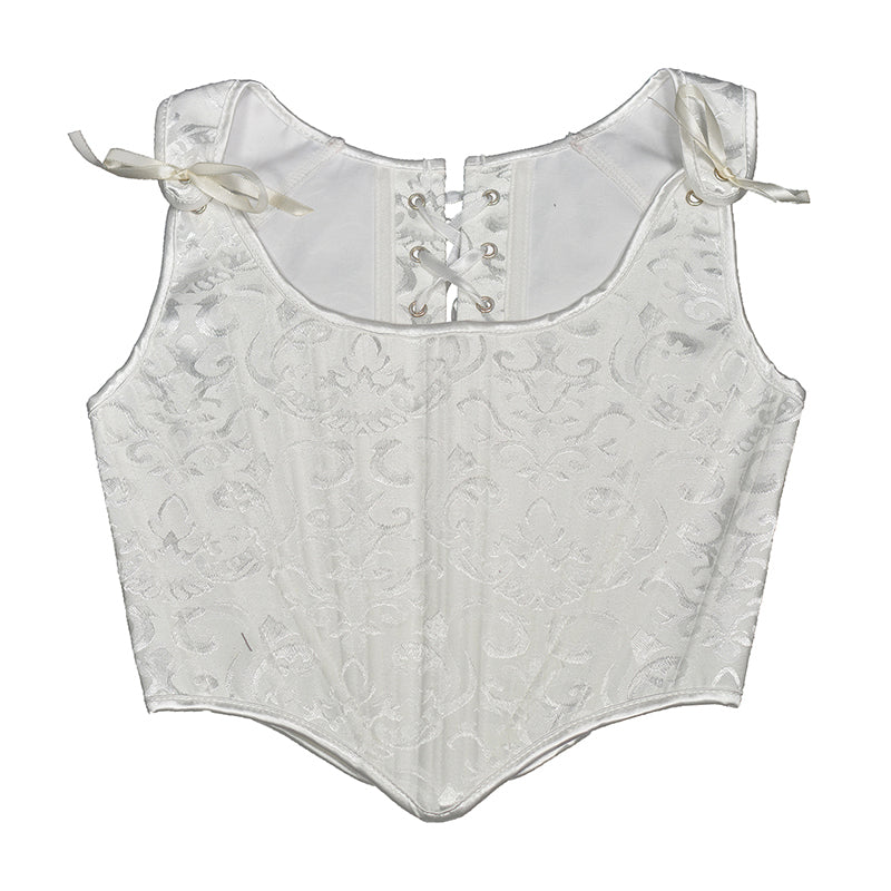 Floral Renaissance Overbust Corset Top, Medieval Lace up Vintage Corset