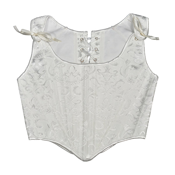 Floral Renaissance Overbust Corset Top, Medieval Lace up Vintage Corset