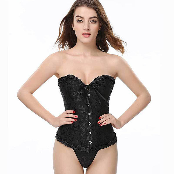 Renaissance Overbust Lace up Corset, Medieval Gothic Black Corset