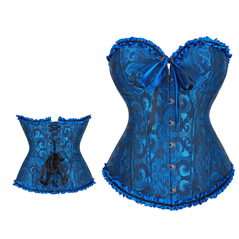 Floral Renaissance Overbust Corset, Medieval Steampunk Bustier Corset