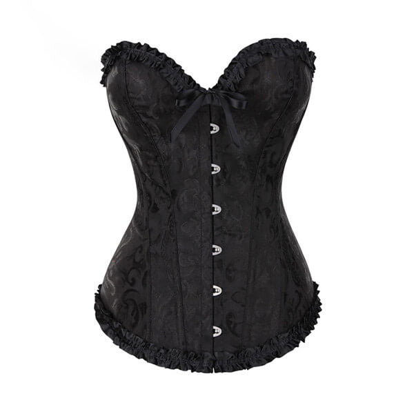 Renaissance Overbust Lace up Corset, Medieval Gothic Black Corset