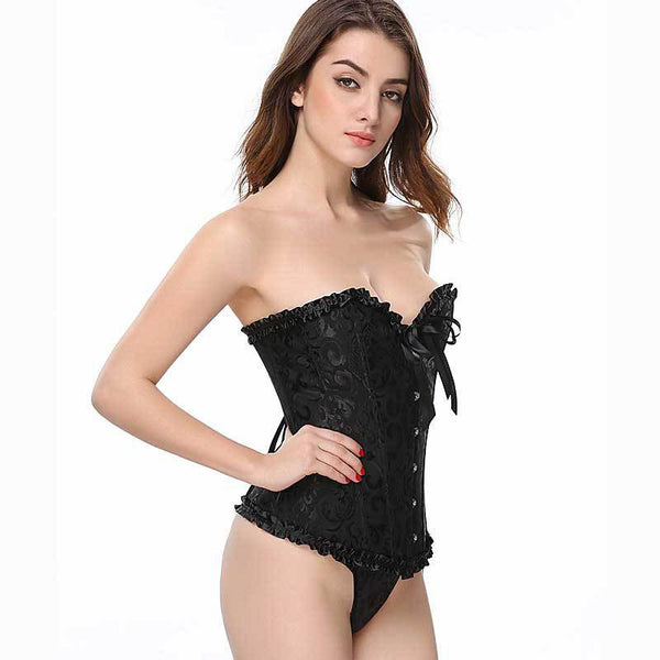 Renaissance Overbust Lace up Corset, Medieval Gothic Black Corset
