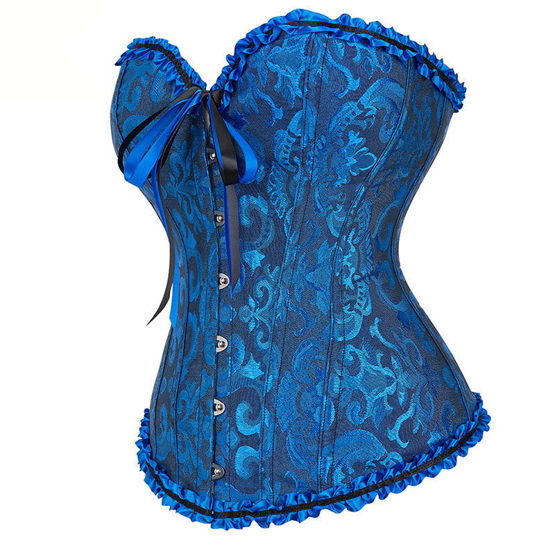 Floral Renaissance Overbust Corset, Medieval Steampunk Bustier Corset