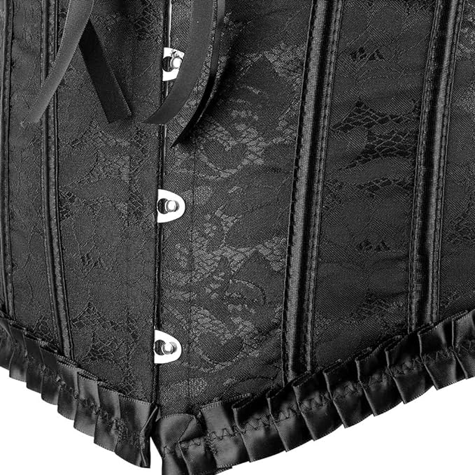 Renaissance Overbust Lace up Corset, Medieval Gothic Black Corset