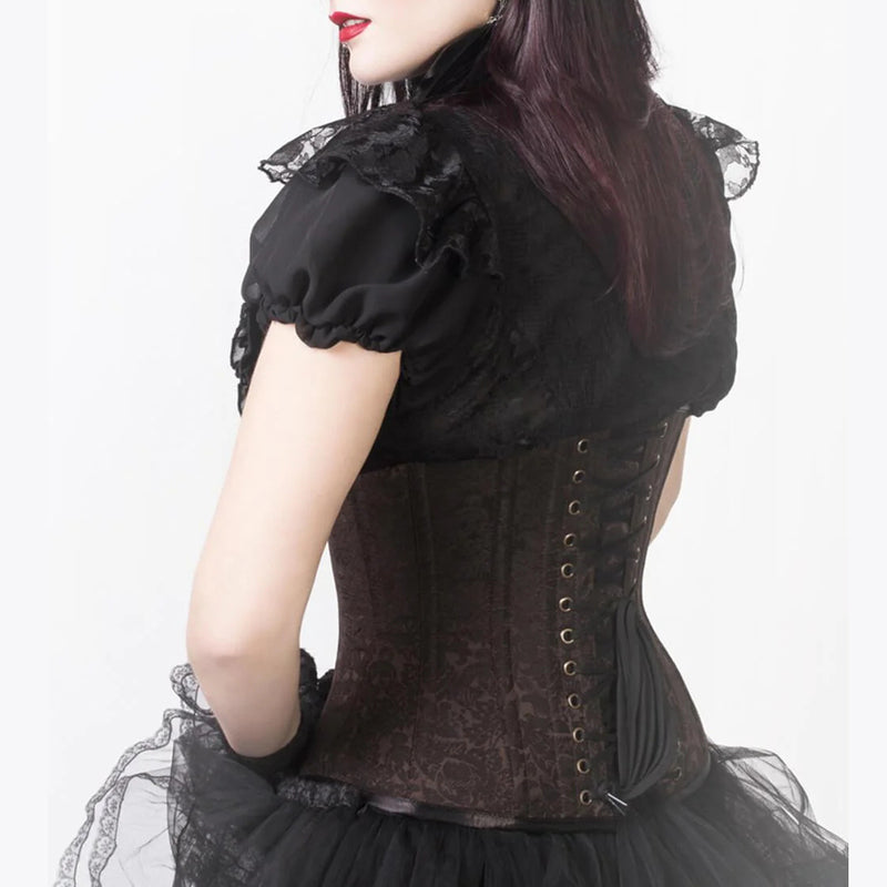 Floral Renaissance Underbust Corset, Medieval Goth Pirate Corset,