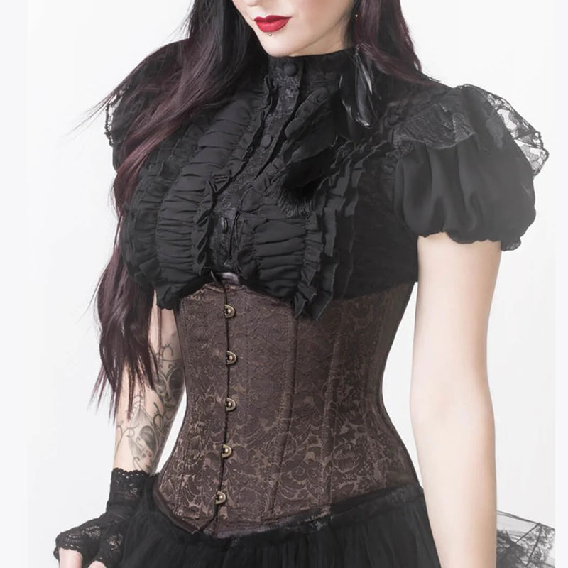 Floral Renaissance Underbust Corset, Medieval Goth Pirate Corset,