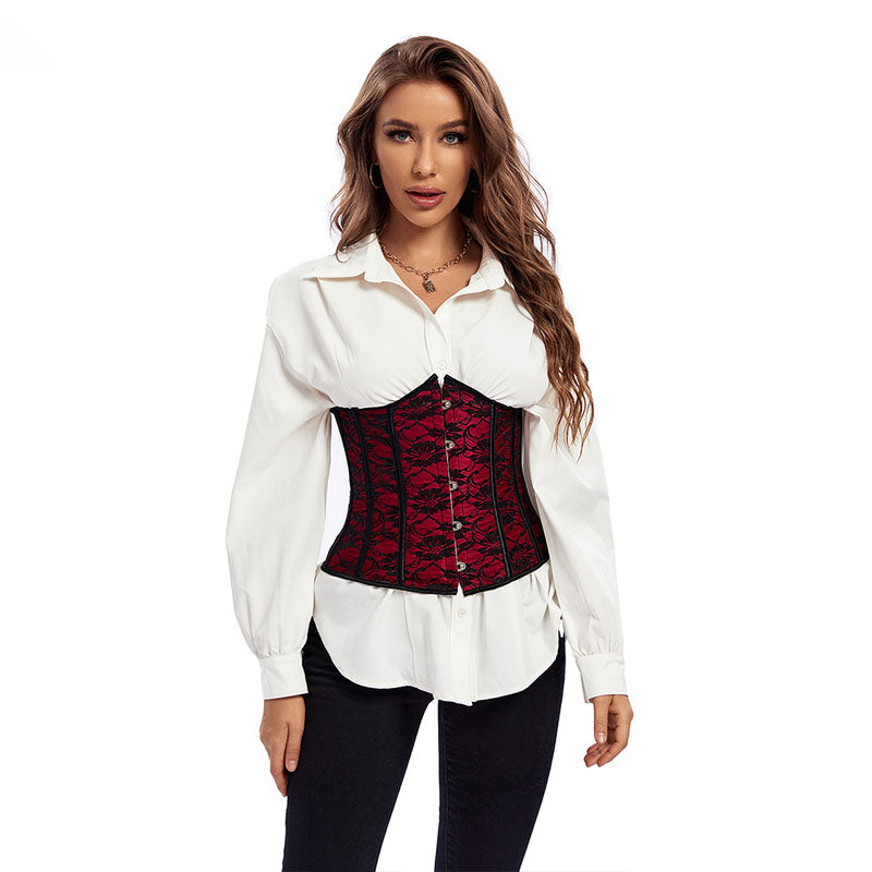 Floral Renaissance Underbust Corset, Medieval Vintage Gothic Corset,