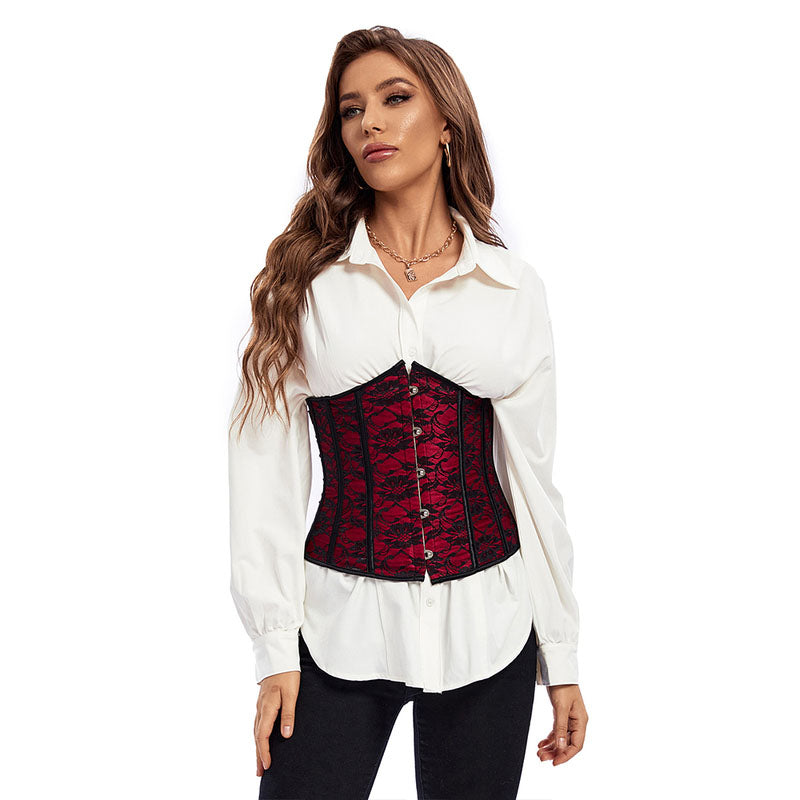 Floral Renaissance Underbust Corset, Medieval Vintage Gothic Corset,