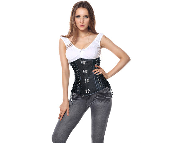 Floral Renaissance Underbust Corset Lace up, Victorian Vintage Steampunk Corset,