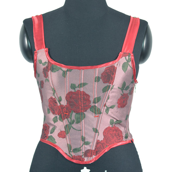 Floral Renaissnace Overbust Corset, Medieval Lace up Vintage Corset,