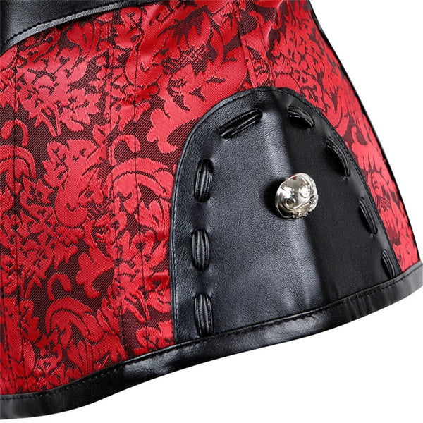 Medieval Goth Overbust Corset, Victorian Renaissance Lace up Corset, Vintage Black Floral Corset
