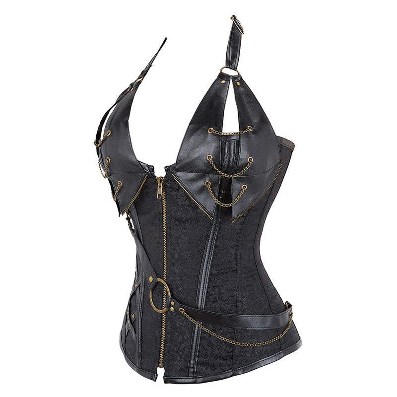 Medieval Gothic Leather Corset, Renaissance Steampunk Pirate Corset