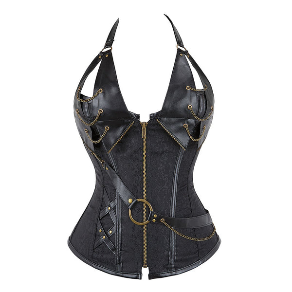 Medieval Gothic Leather Corset, Renaissance Steampunk Pirate Corset