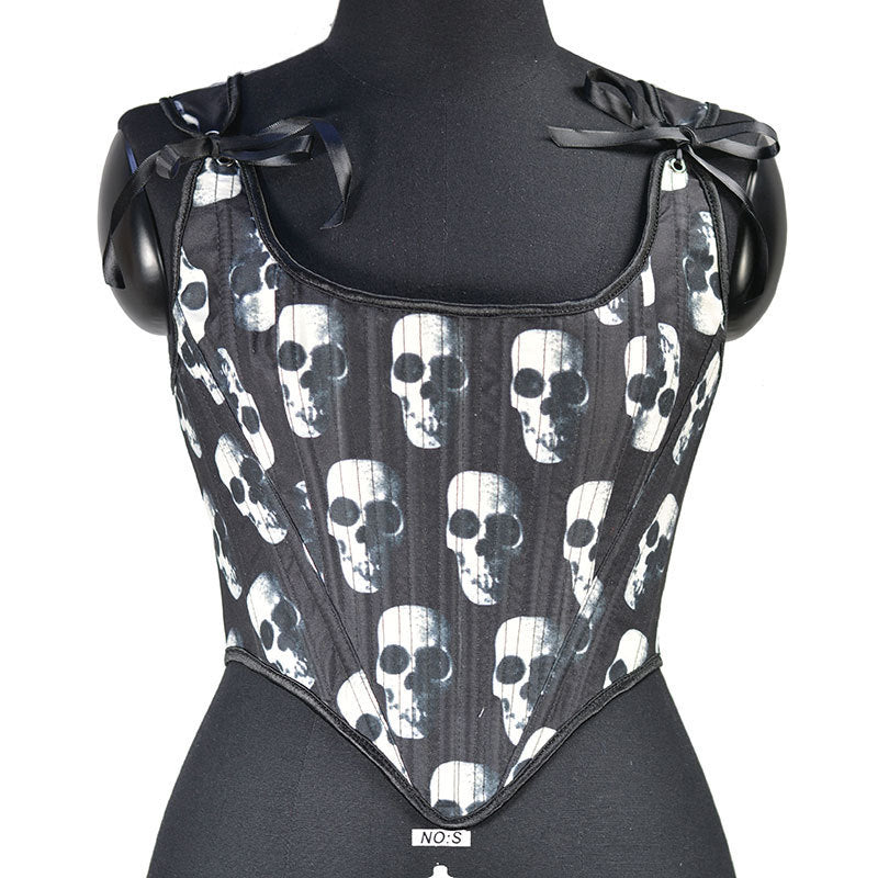 Medieval Overbust Black Corset, Renaissance Goth Vintage Corset,