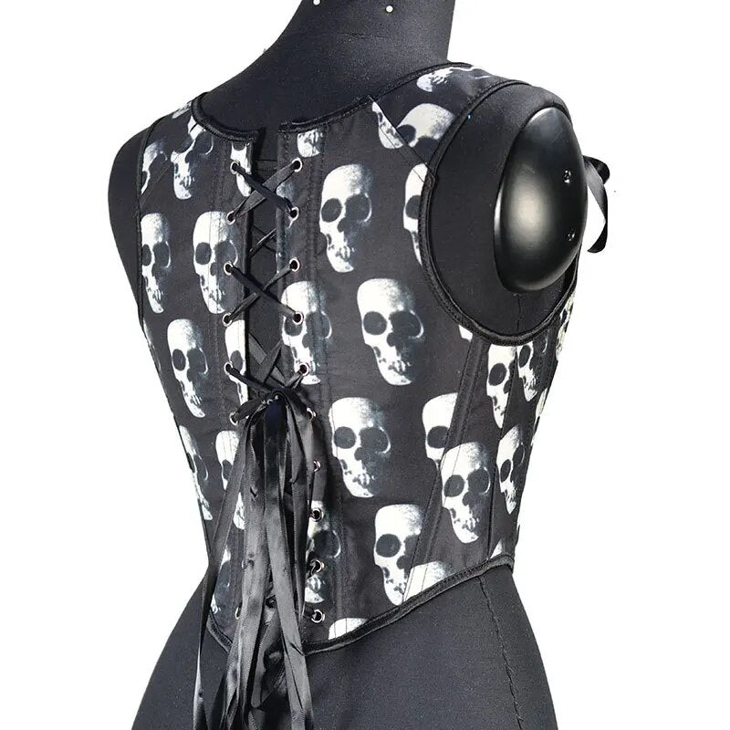 Medieval Overbust Black Corset, Renaissance Goth Vintage Corset,