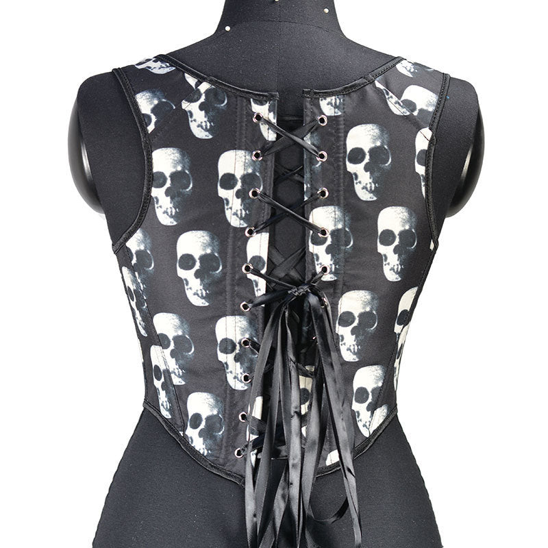 Medieval Overbust Black Corset, Renaissance Goth Vintage Corset,