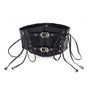 Medieval Renaisaance Underbust Corset, Vintage Goth Black Corset Belt, Unique Lace Up Wide Waist Corset Belt