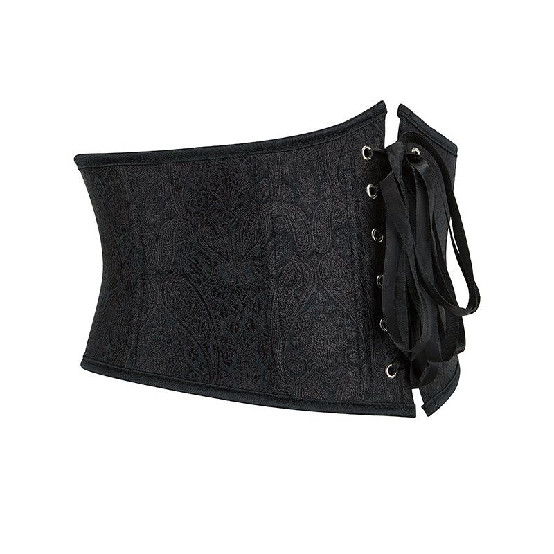 Medieval Renaissance Black Corset, Floral Underbust Waist Corset Belt,