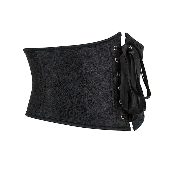 Medieval Renaissance Black Corset, Floral Underbust Waist Corset Belt,